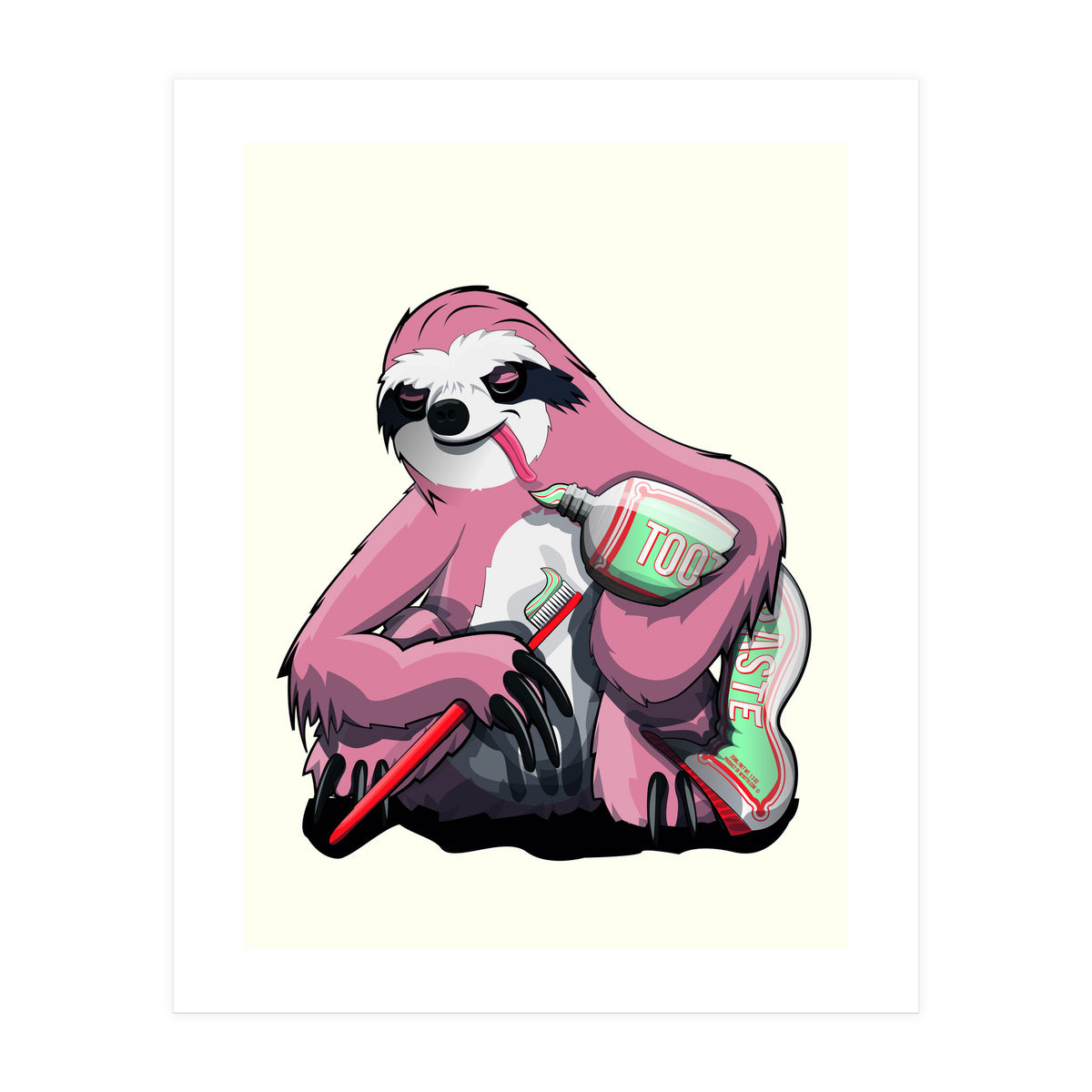 Sloth Brushing Teeth, Funny Bathroom Humour (Print Only)