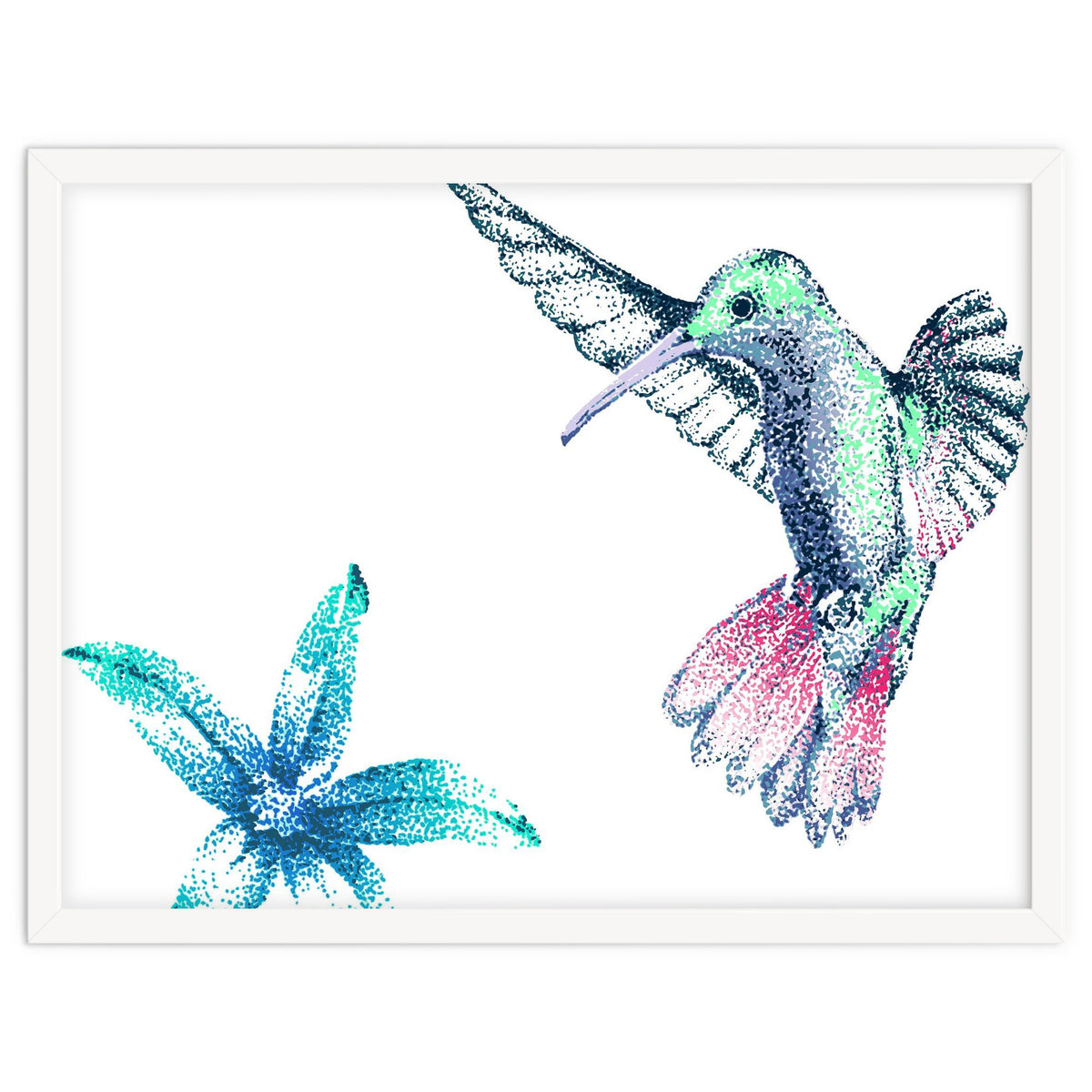 Green Hummingbird And Tropical Flower