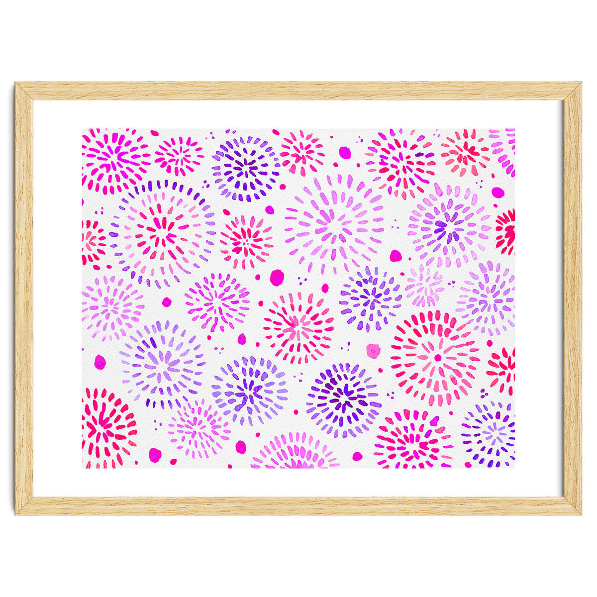 Abstract fireworks pattern in magenta and purple