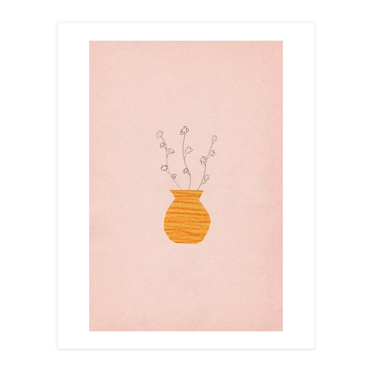 Pink and orange botanical art (Print Only)