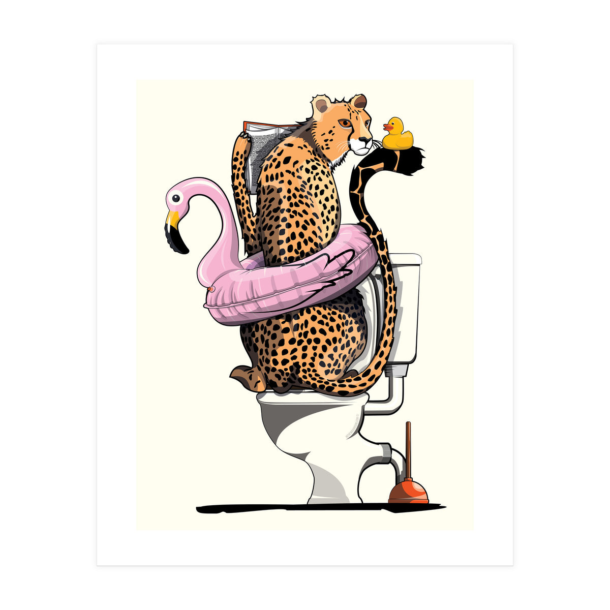 Cheetah on the Toilet, Funny Bathroom Humour (Print Only)