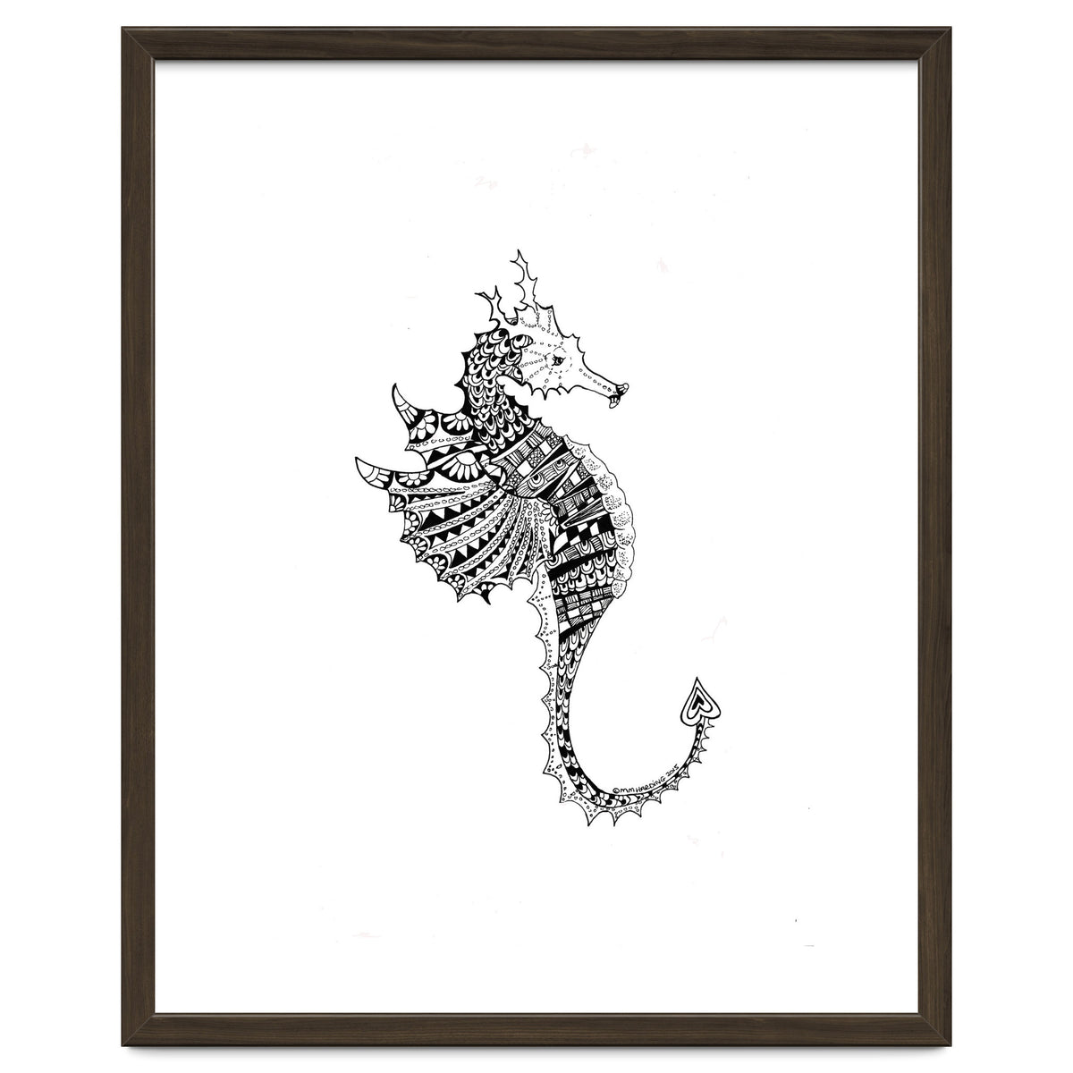 Seahorse Dragon Zen Doodle