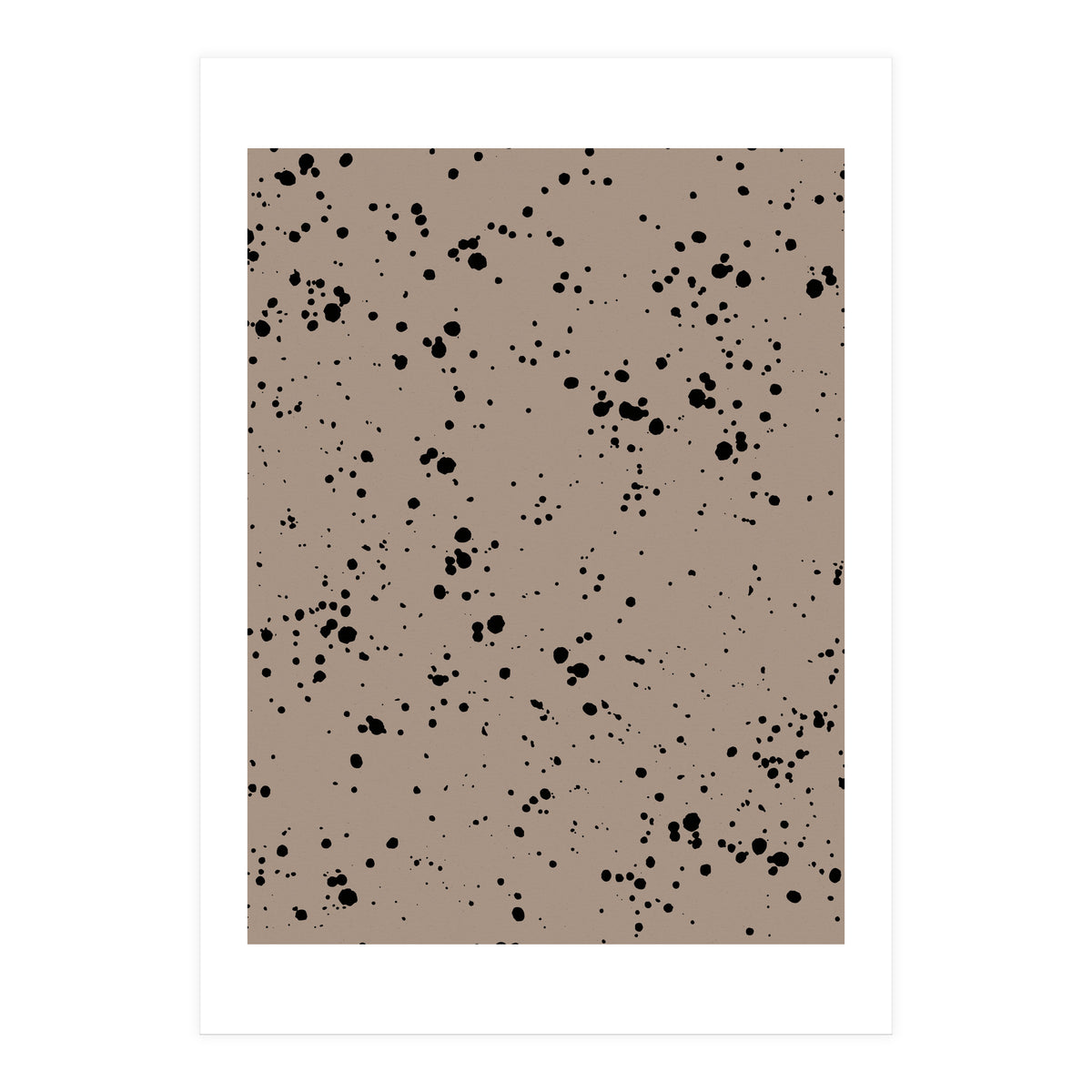 Black Paint Splatter on Dark Beige Background (Print Only)