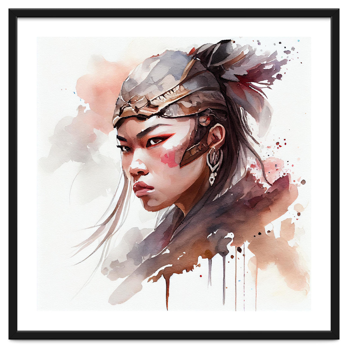 Watercolor Asian Warrior Woman #1