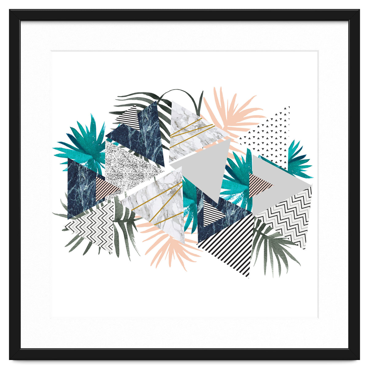 Abstract of geometric patterns with plants and marble I