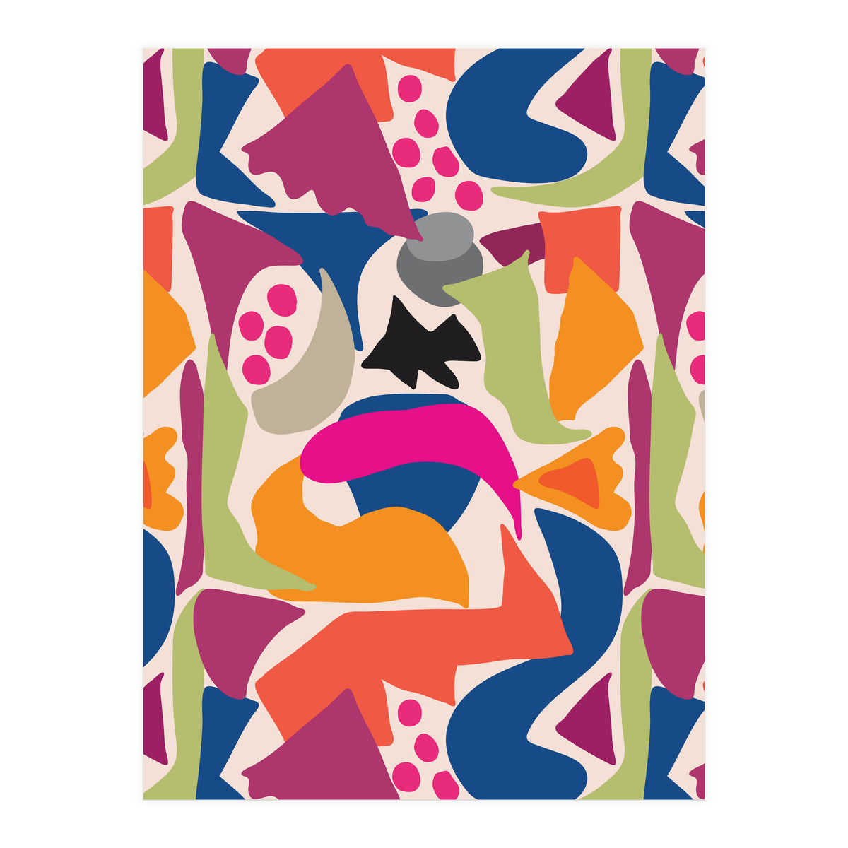 Black Fish Abstract Art (Print Only)