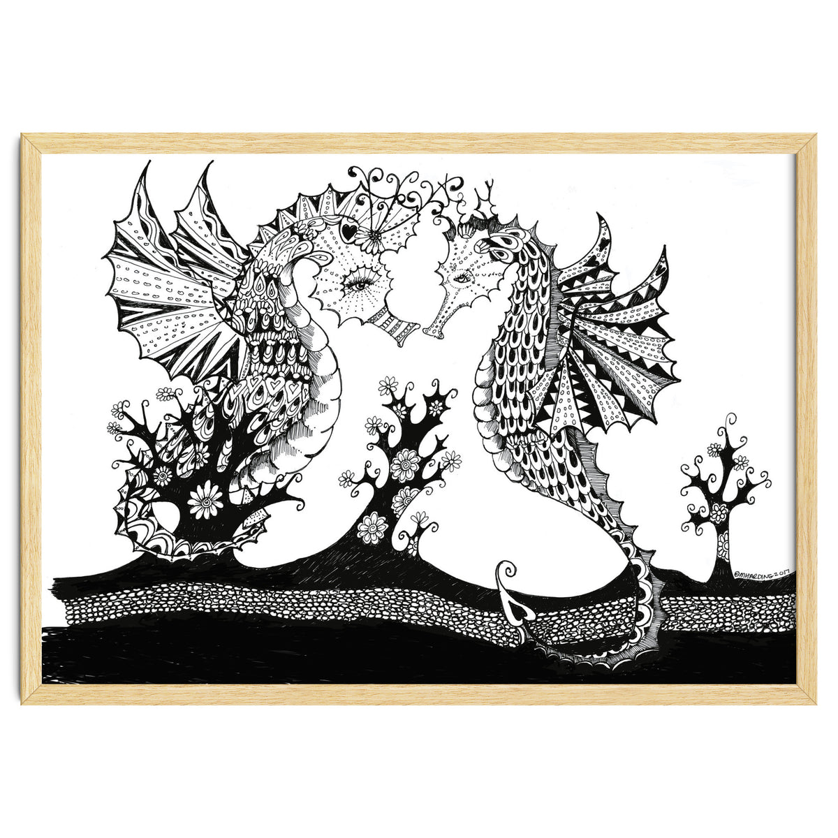 Seahorse Dragons Love Illustration