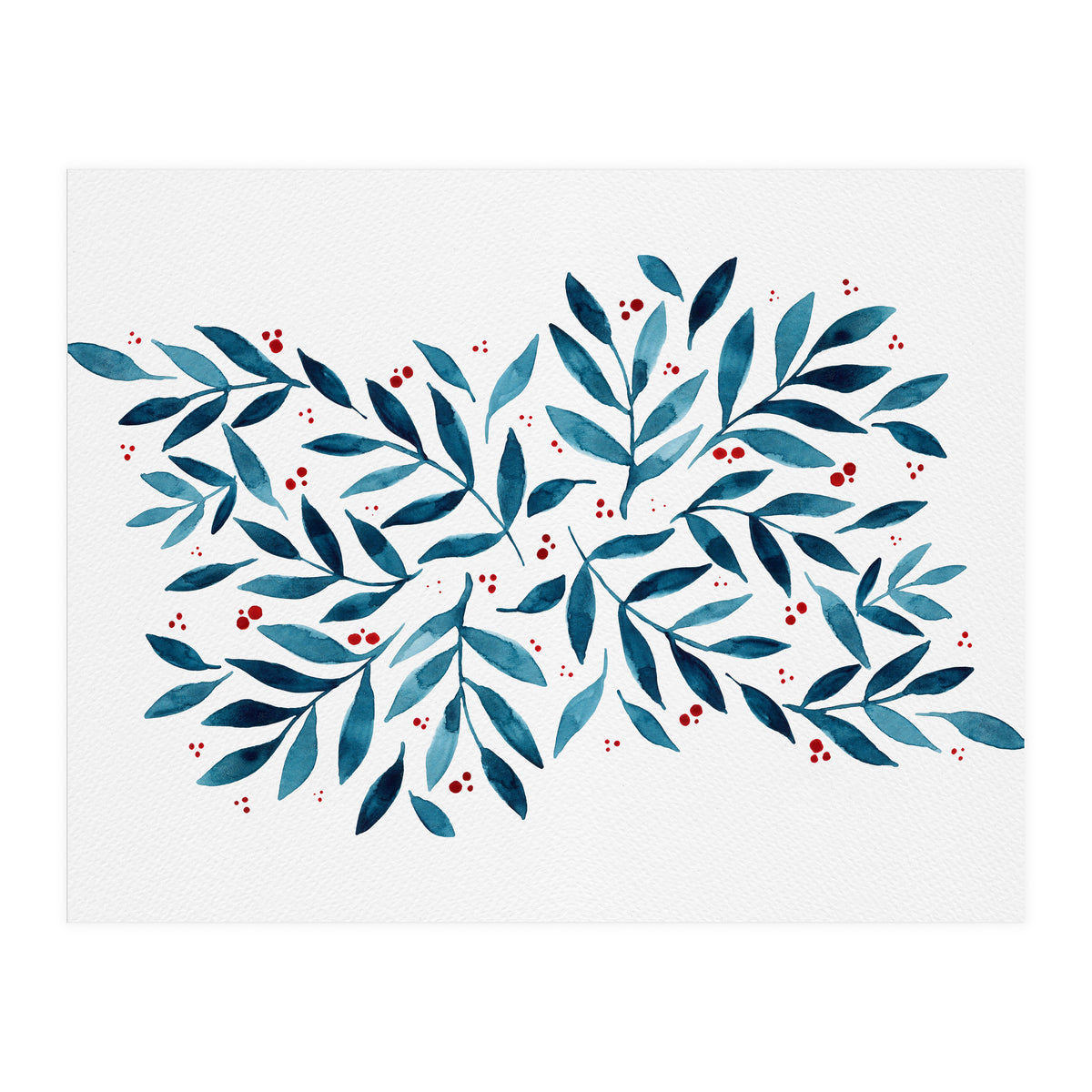 Teal Branches And Dots (Print Only)