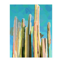 Desert's Rose, Summer Cactus Abstract Pastel Digital Art, Nature Botanical Color Sketch Plant Drawing (Print Only)
