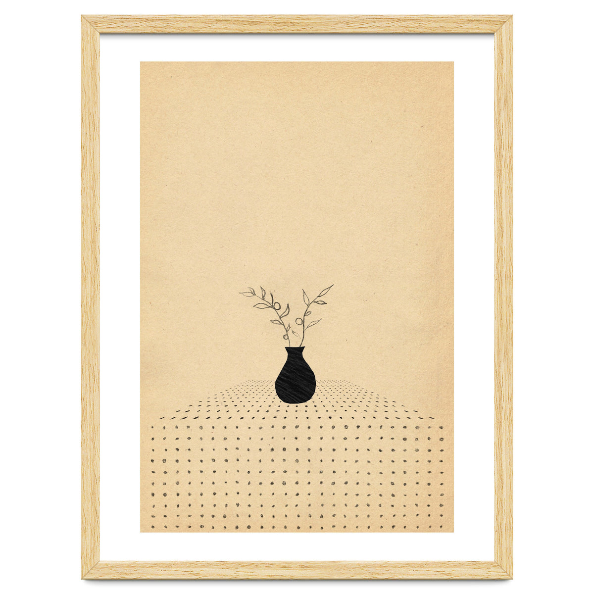 Abstract still life, vase and plants