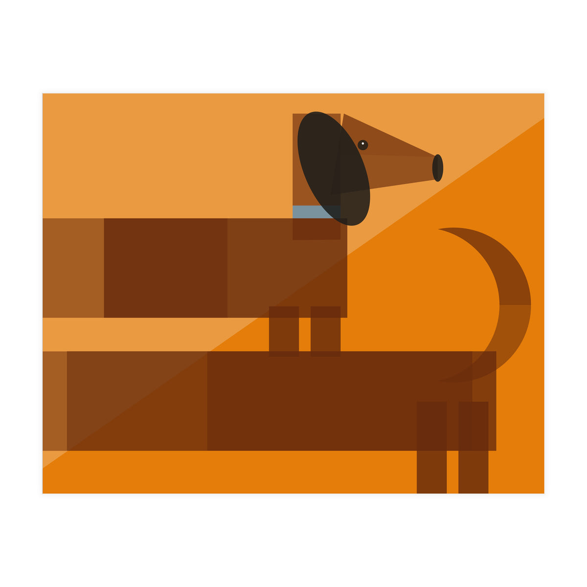 Mid Century Geometric Sausage Dog Dachshund (Print Only)