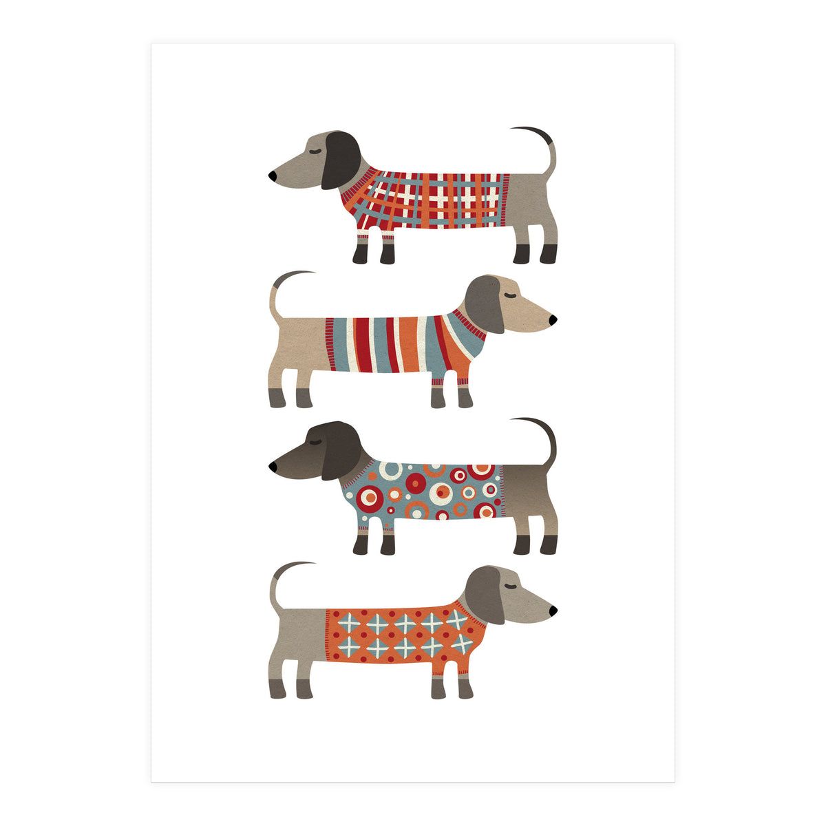 Sausage Dogs In Sweaters (Print Only)