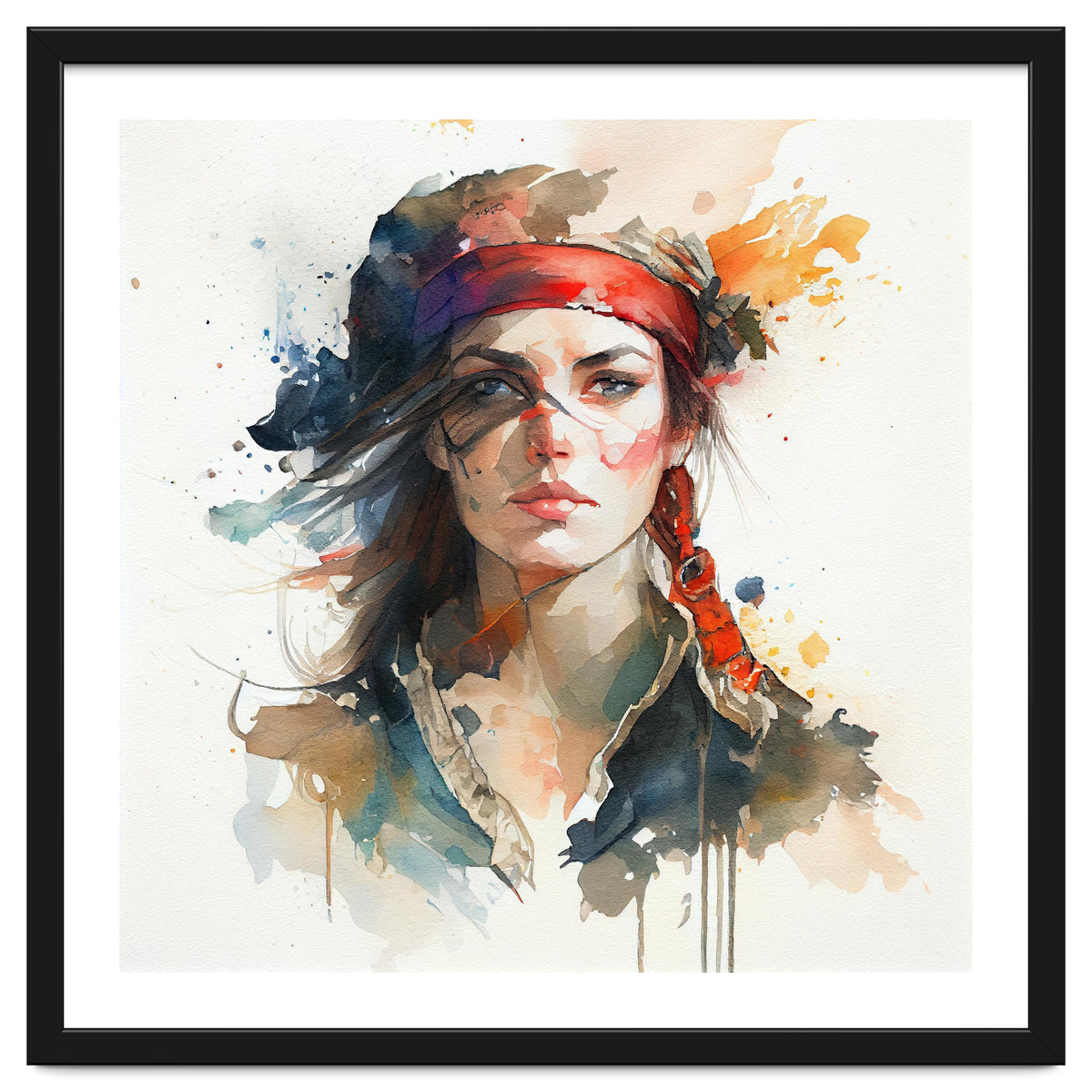 Watercolor Pirate Woman #4