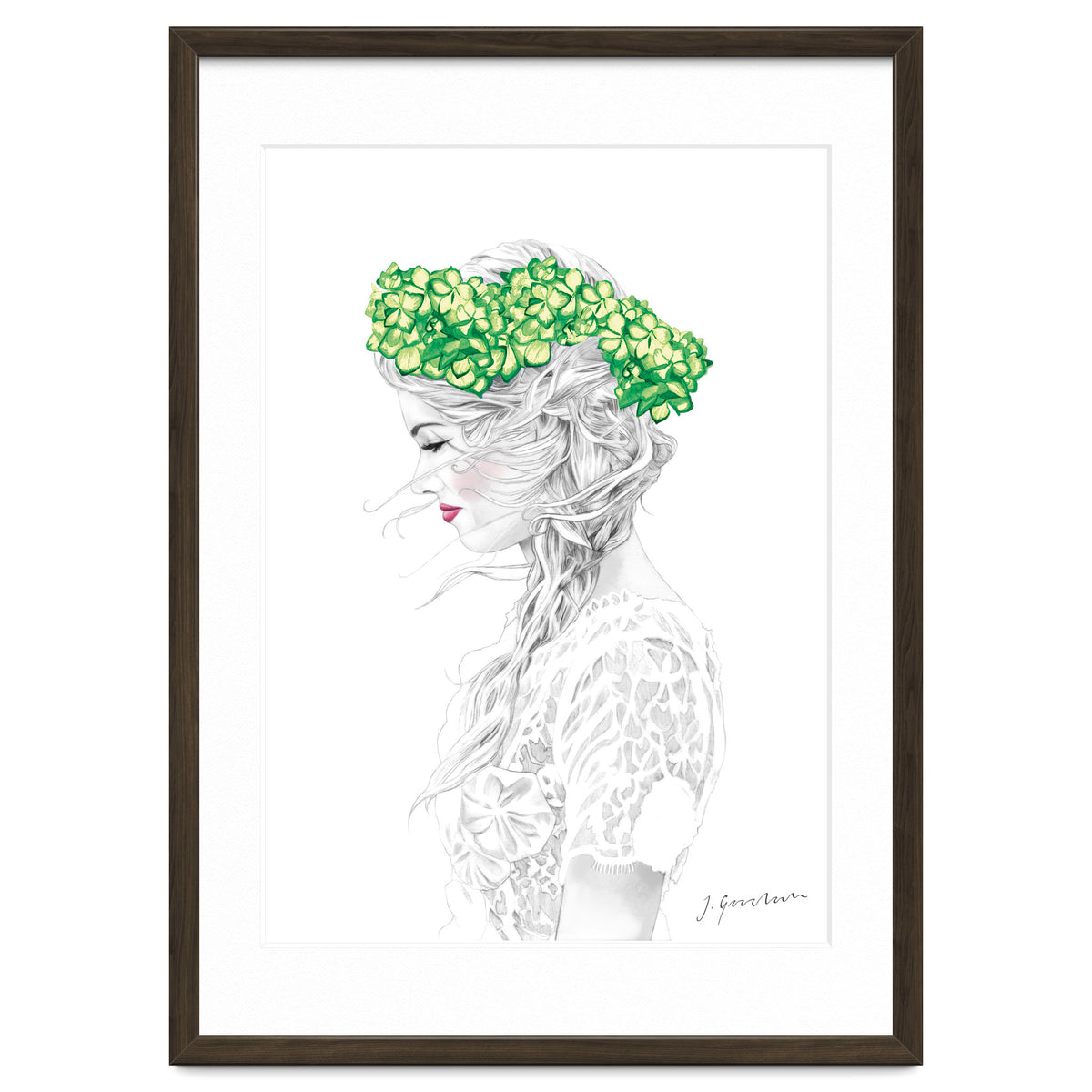 Green Hydrangea Girl
