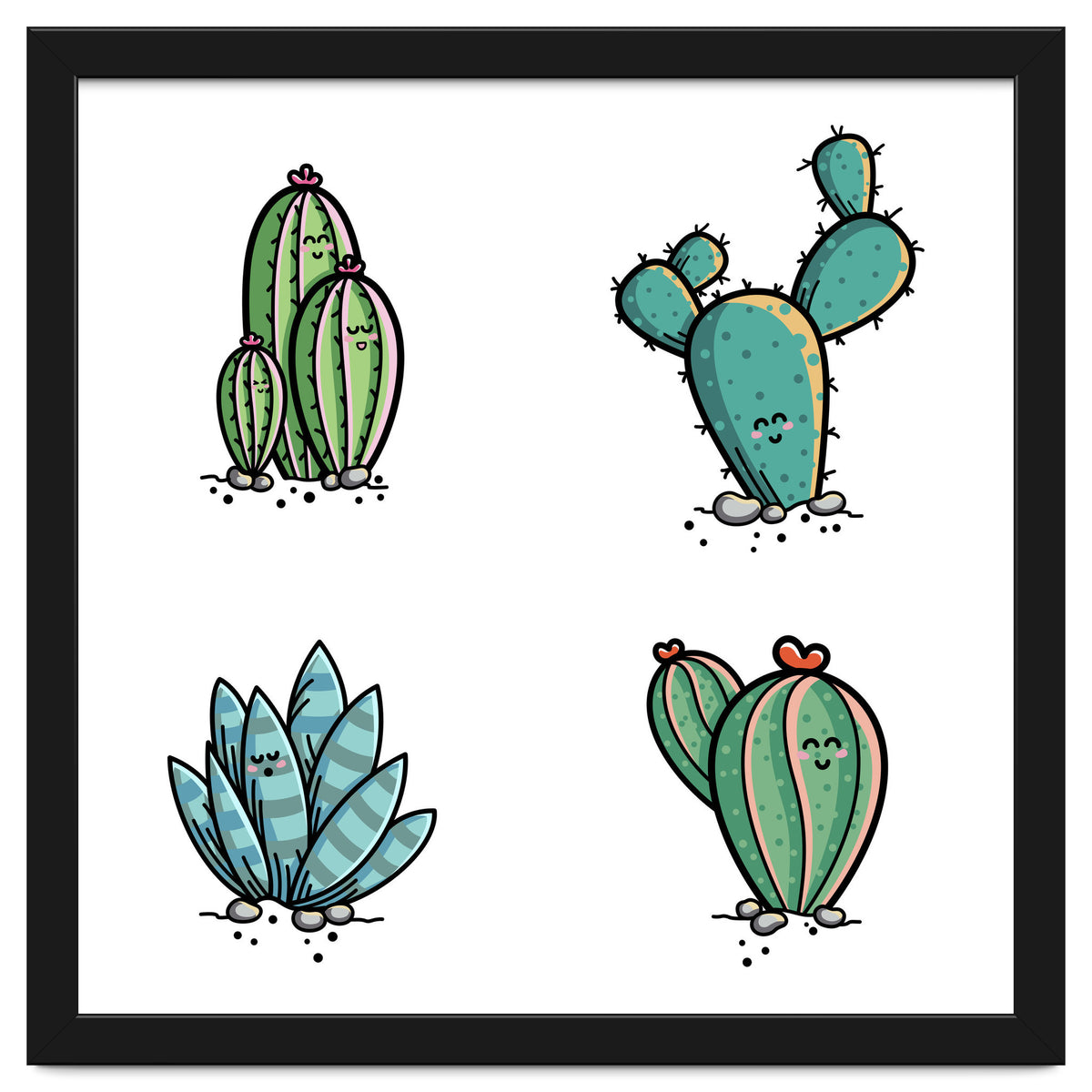 Kawaii Cute Cacti Desert Plants