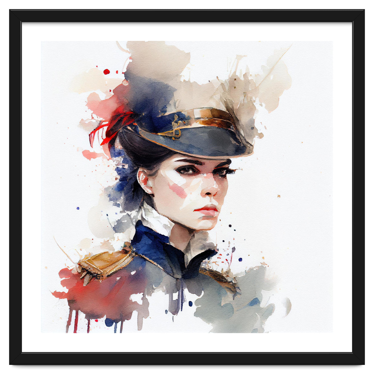 Watercolor Napoleonic Soldier Woman #1