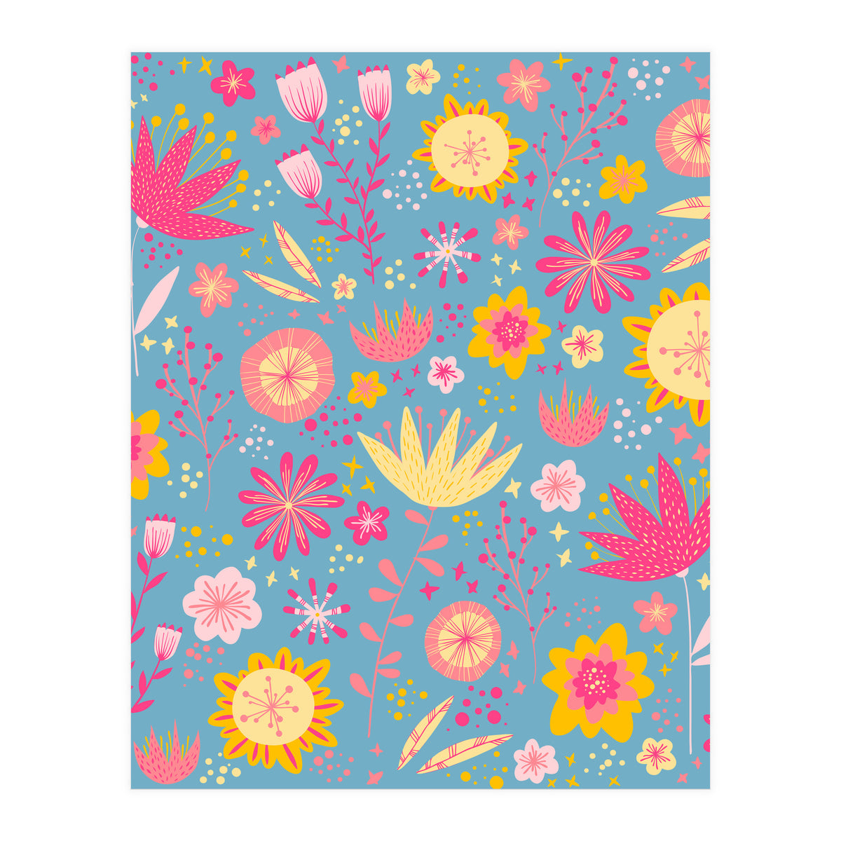 High Summer Flowers Teal (Print Only)