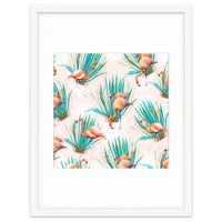 Anaglyph Flamingos with cactus