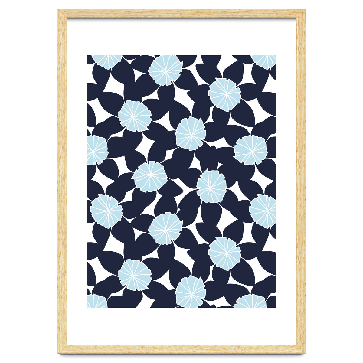 Pastel Blue Abstract Flower Pattern