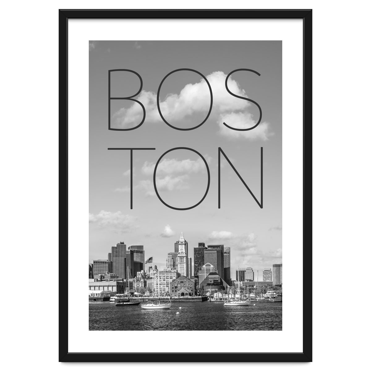 BOSTON Skyline North End & Financial District | Text & Skyline