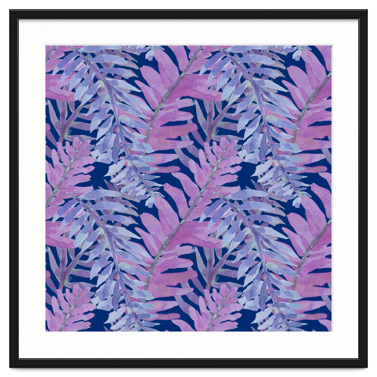 Woodland Ferns in Blue