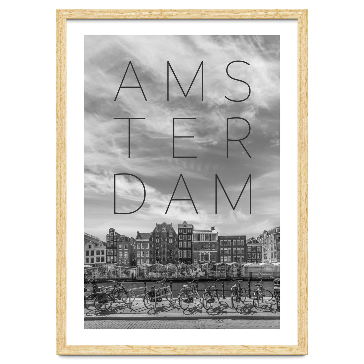 AMSTERDAM Singel Canal with Flower Market | Text & Skyline