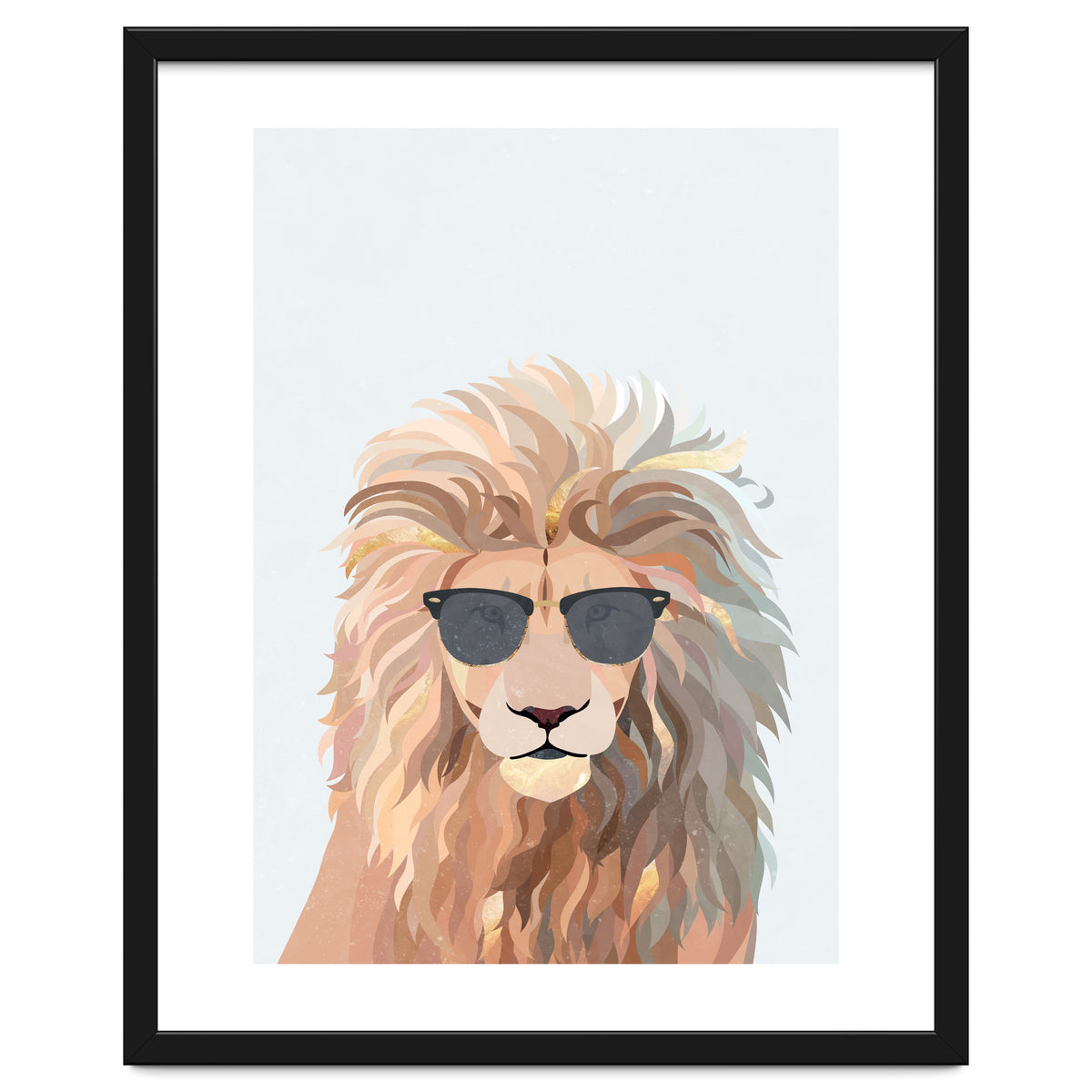 Lion Portrait earing sunglasses