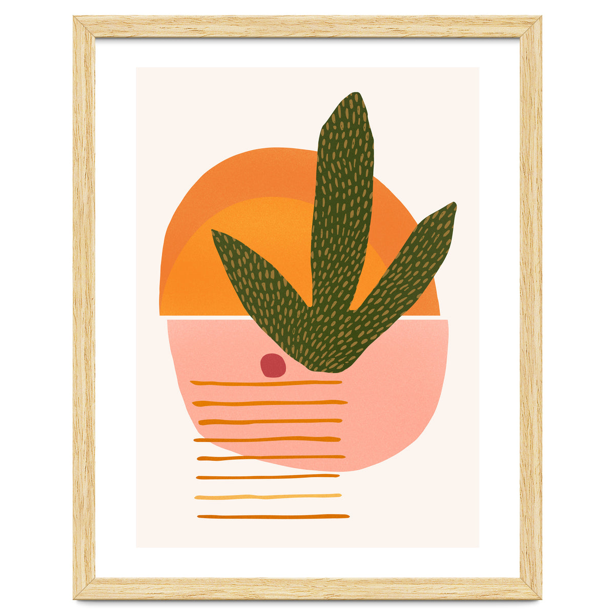 Desert Sunset With Cactus And Cherry