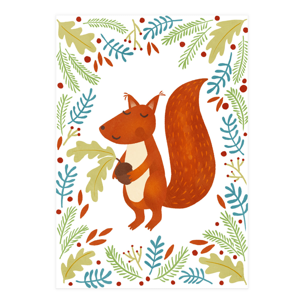 Squirrel With Acorn (Print Only)