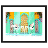 Moroccan Courtyard | Heron Animal Wildlife & Ethnic Vintage Architecture | Royal Fountain Palace thumbnail