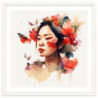 Watercolor Floral Asian Woman #5