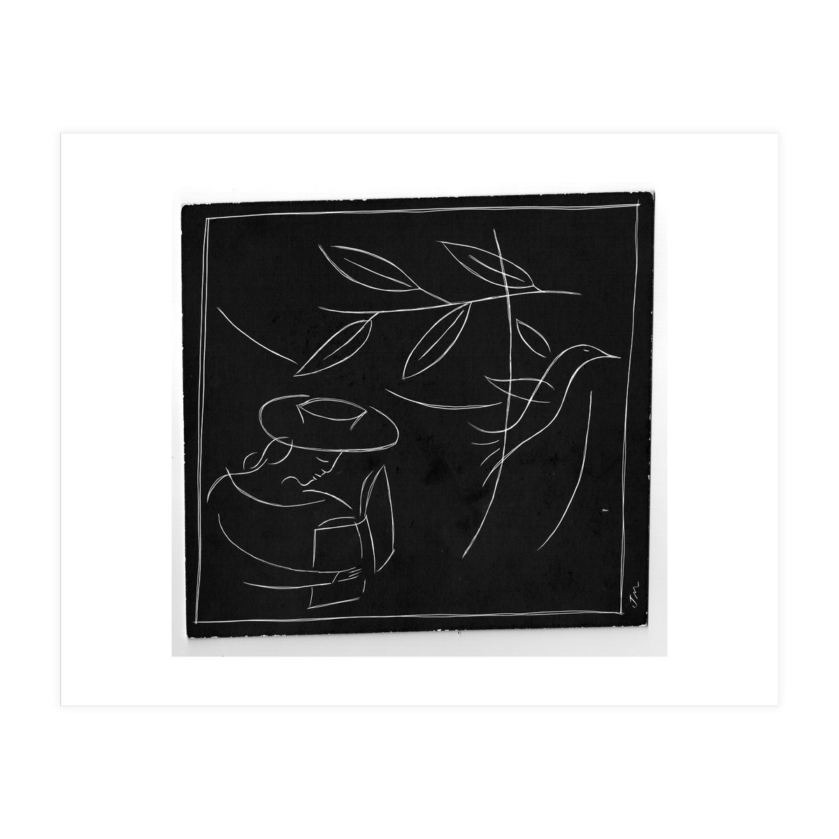 Woman With Bird And Book (Print Only)