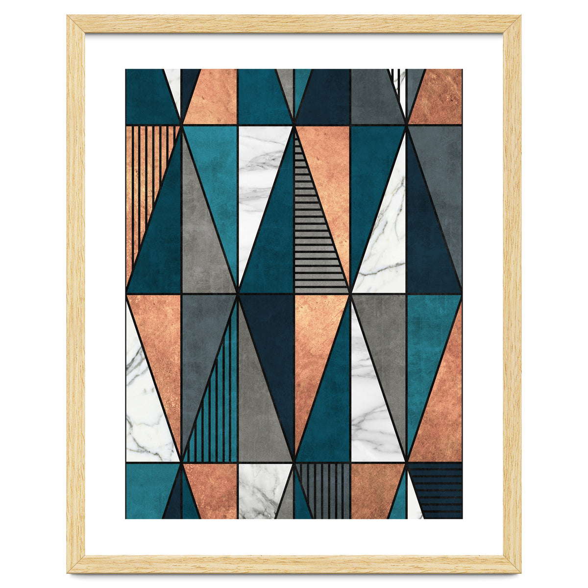 Copper, Marble and Concrete Triangles with Blue