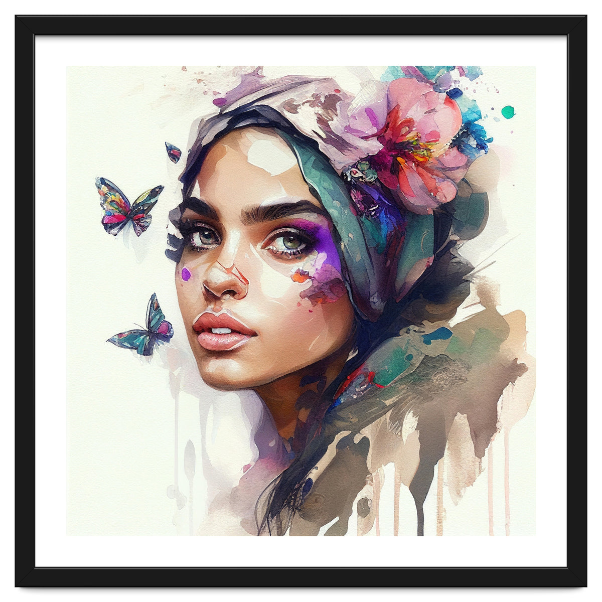 Watercolor Floral Arabian Woman #8