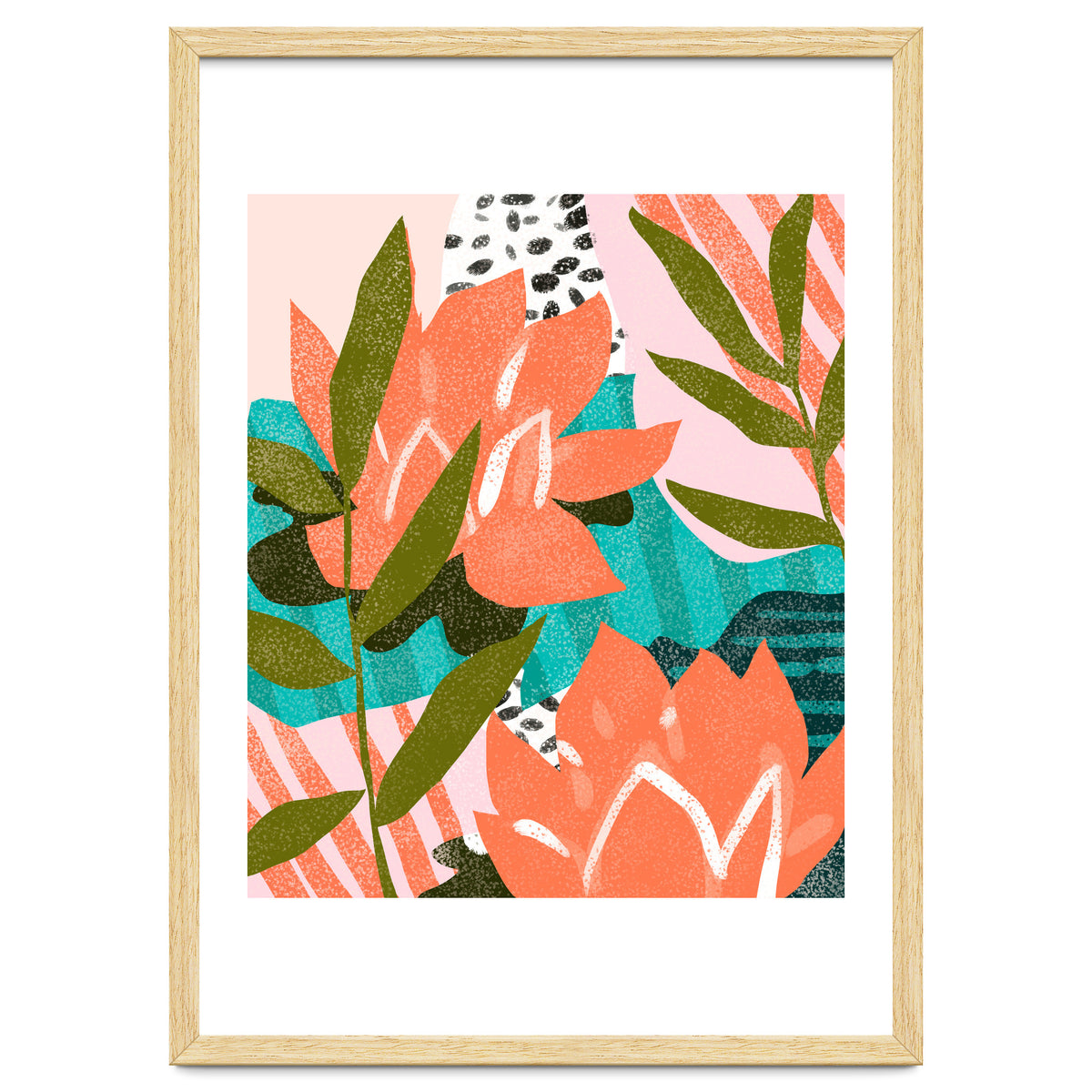 Forever in My Garden | Abstract Botanical Nature Plants Floral Painting | Quirky Modern Contemporary