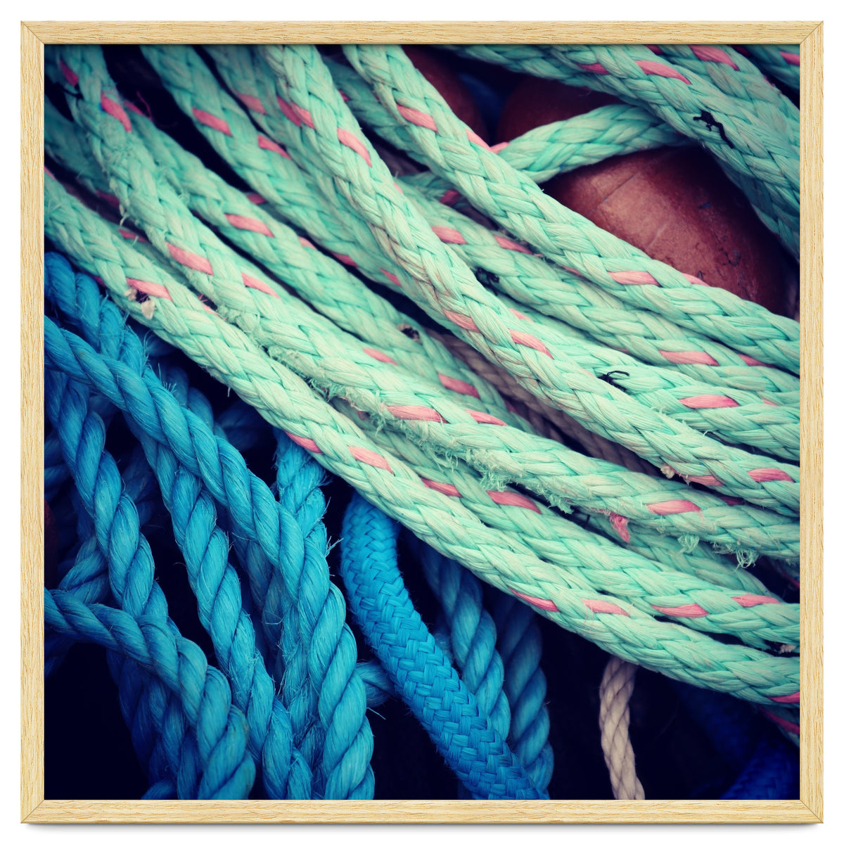 fishing ropes: blue and green