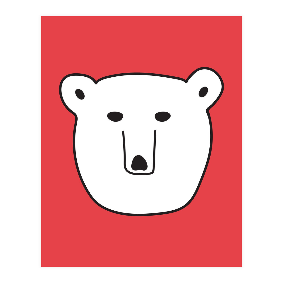Polar Bear Portrait On a Red Background (Print Only)