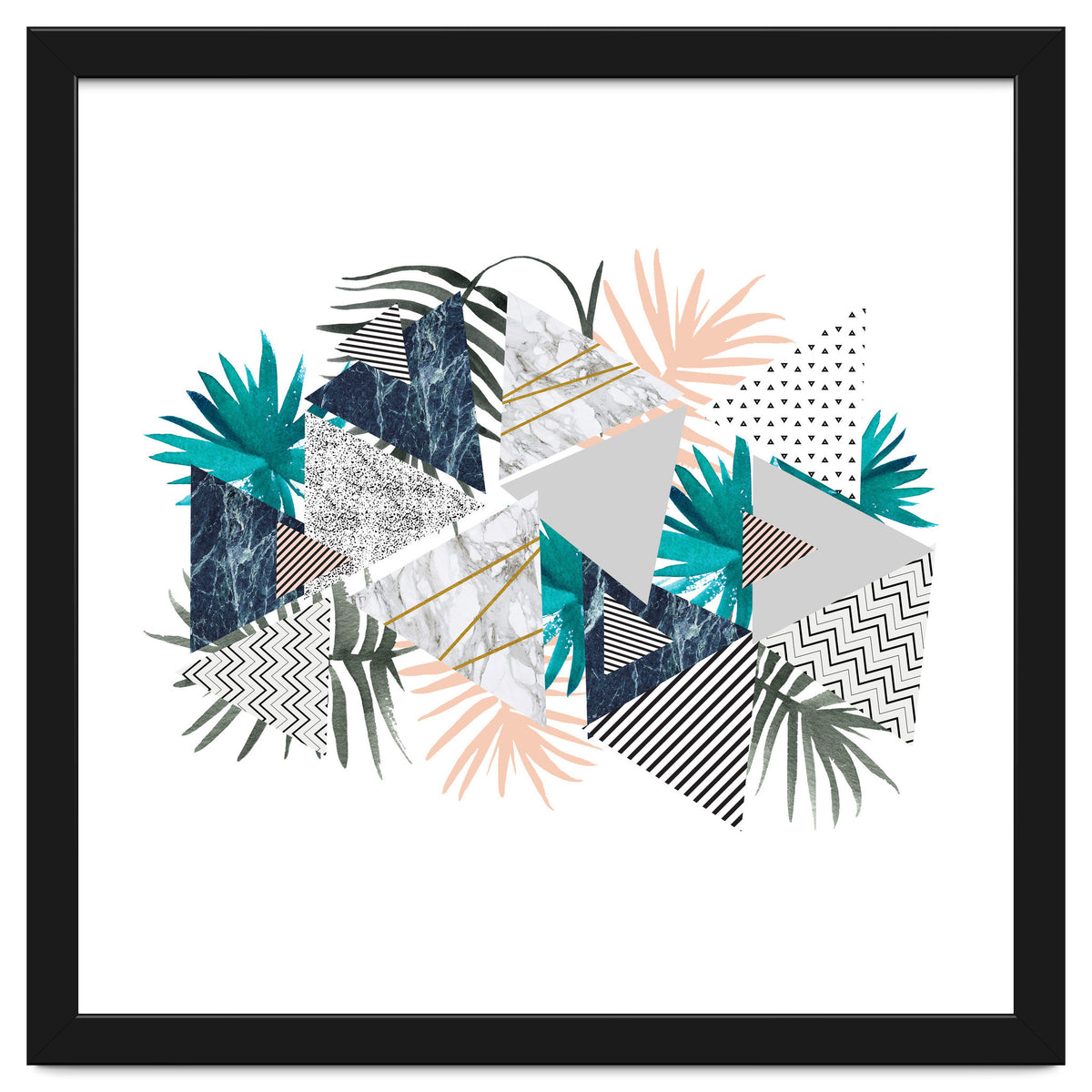 Abstract of geometric patterns with plants and marble I