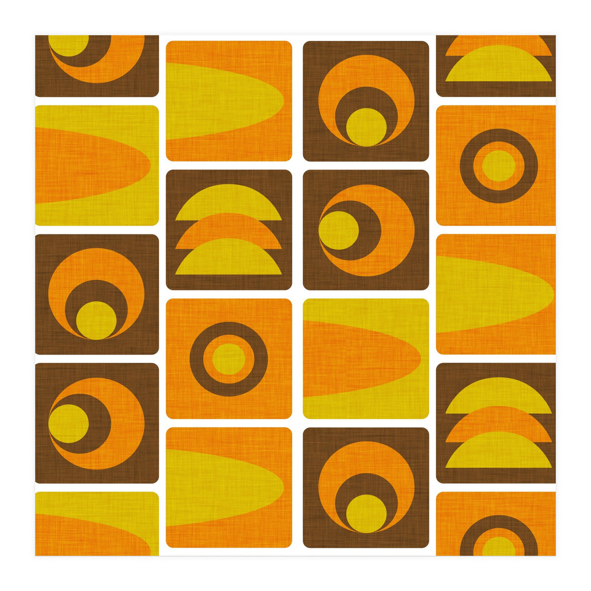 70s Cube Geo Brown  (Print Only)