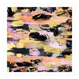 Modern Abstract Black Pink Salmon Gold Acrylic Brushstrokes Paint (Print Only) thumbnail