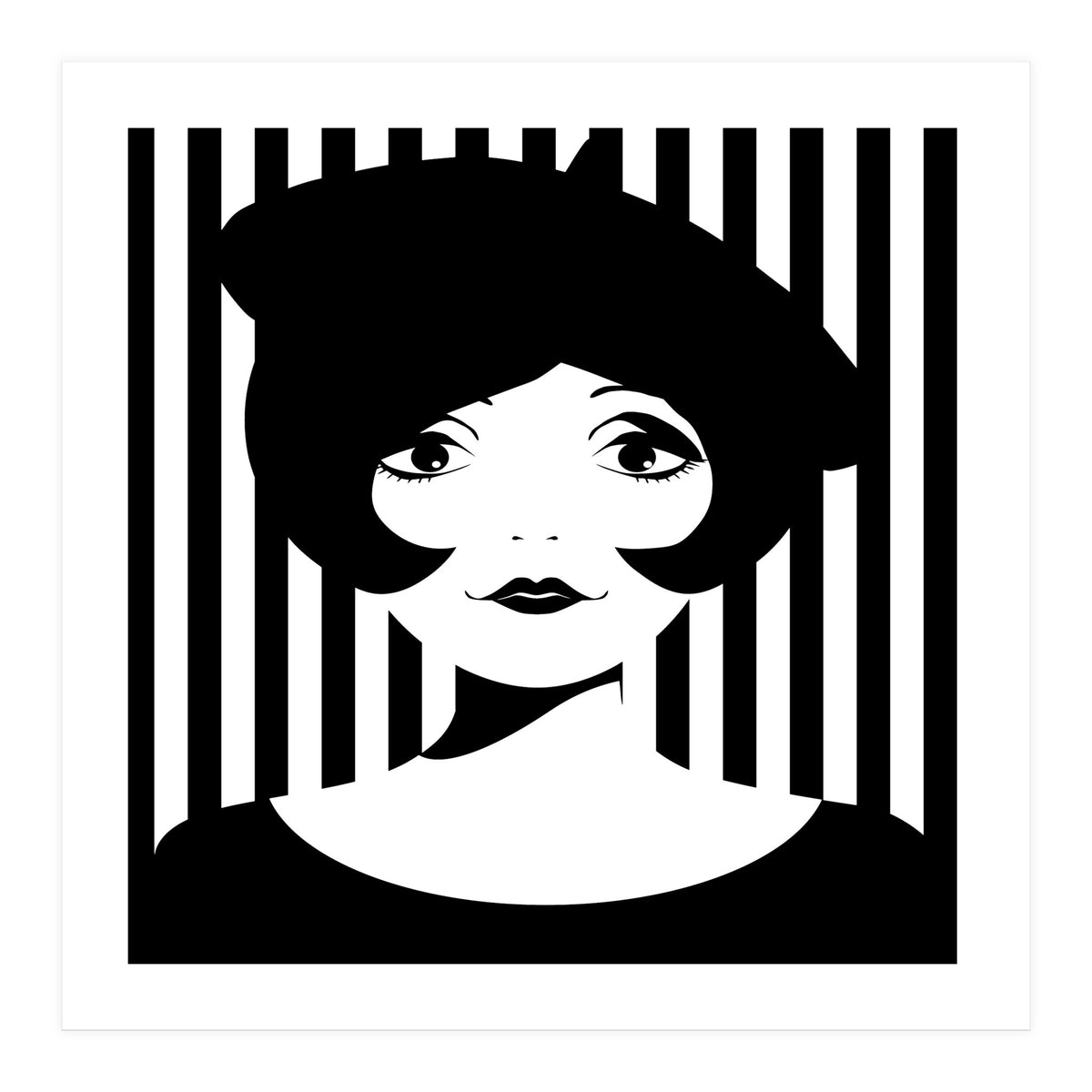 Retro 1960s Young Woman black and white (Print Only)