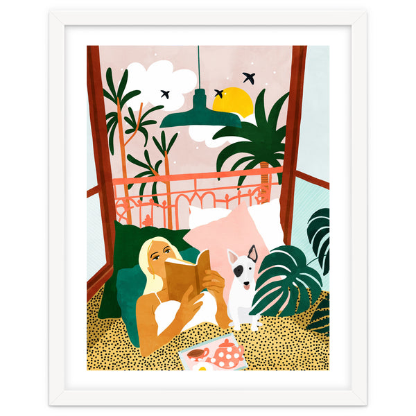 Pet Pals, Animals Lovers Illustration, Travel With Pets Modern Bohemian Painting