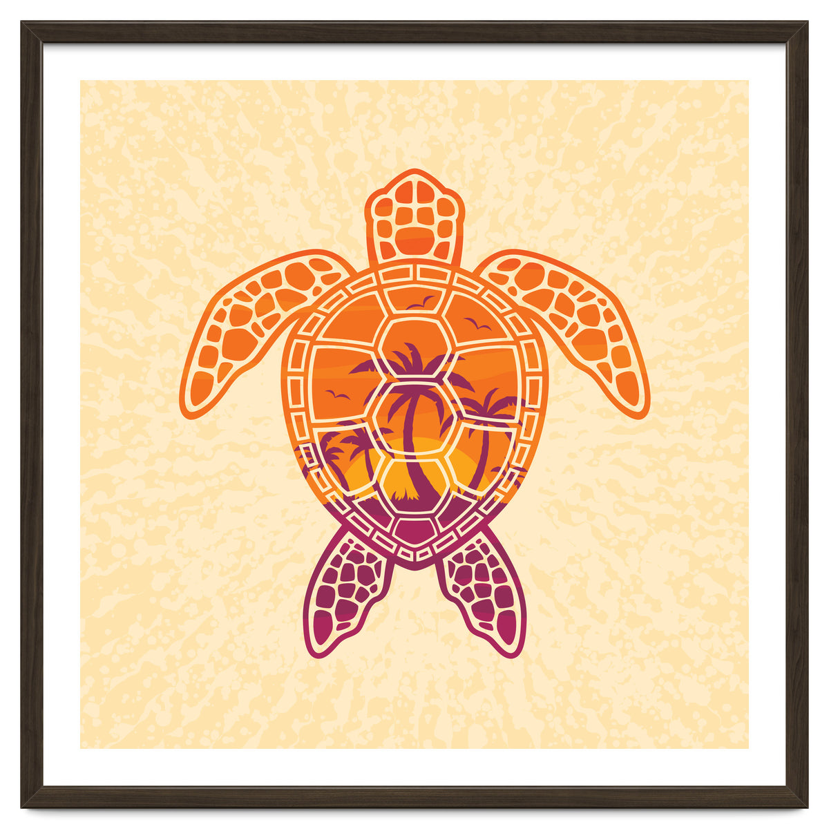 Tropical Sunset Sea Turtle Design