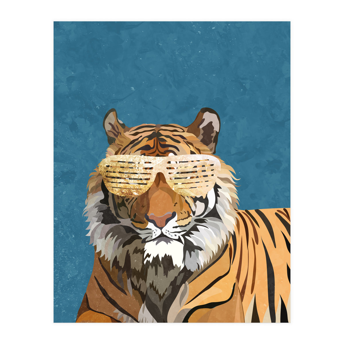 Hip Hop Tiger Blue and Gold (Print Only)