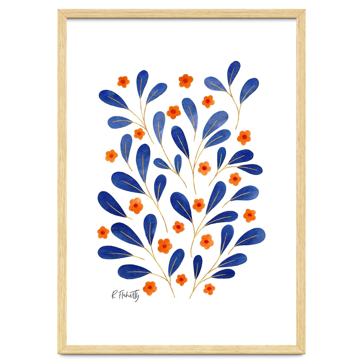 Springtime Floral | Blue and Orange