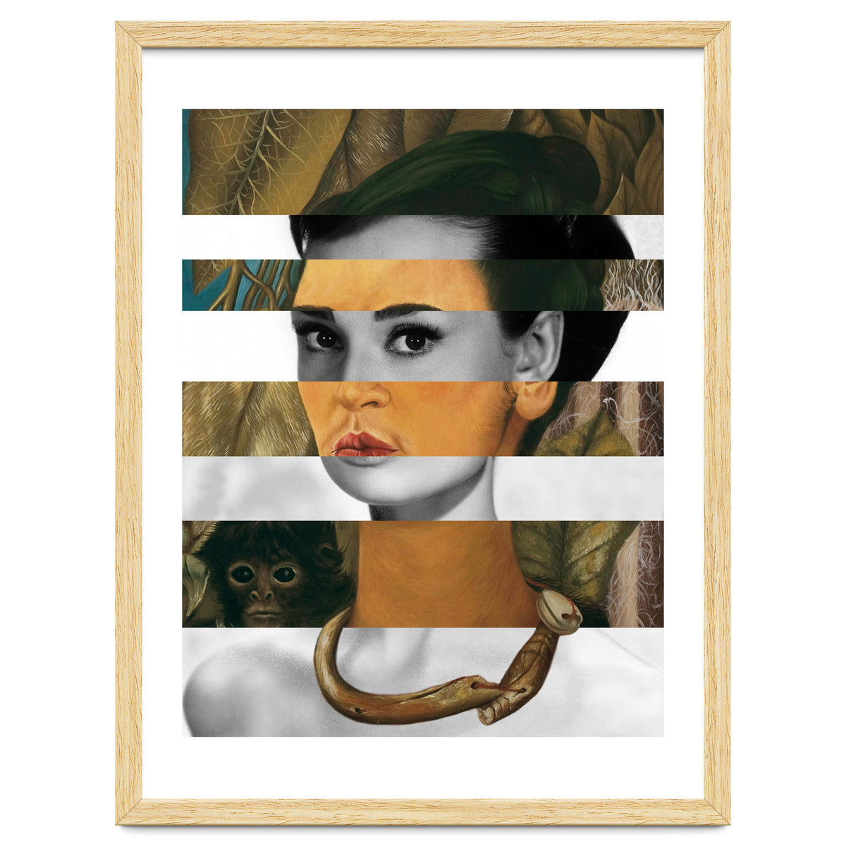 Frida Kahlo's Self Portrait with Monkey & Audrey Hepburn