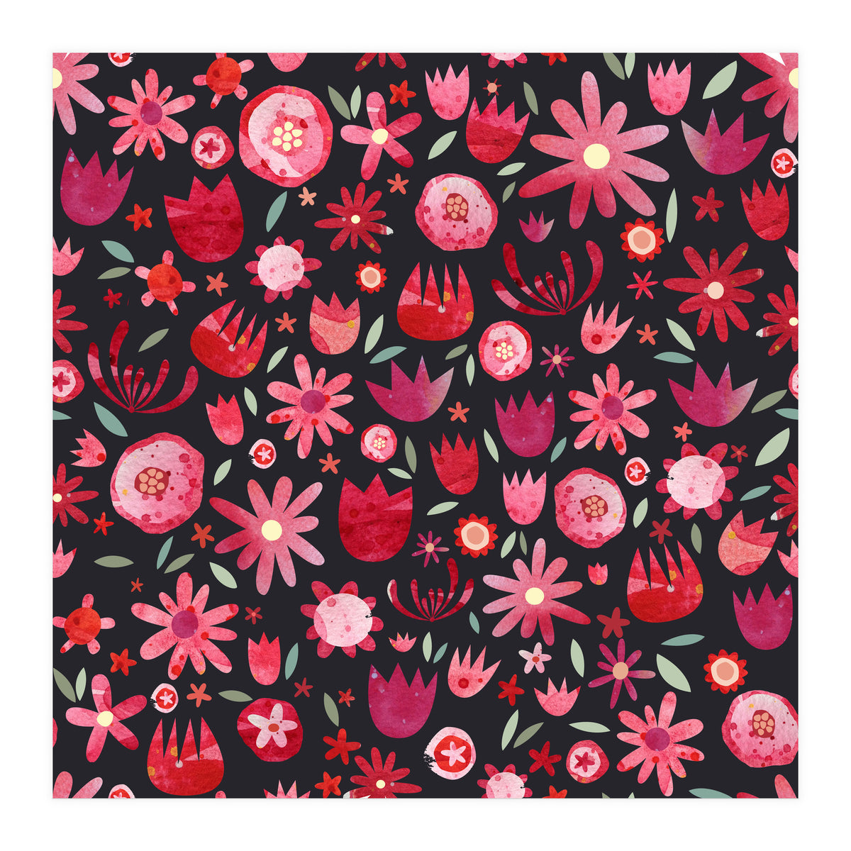 Summer Flower Circle Dark (Print Only)