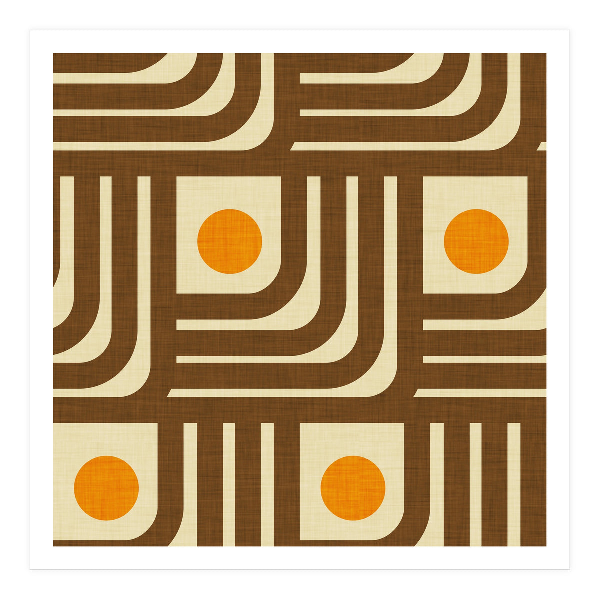70s Curve Lines Brown Orange  (Print Only)