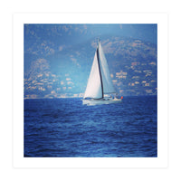 White sailed yacht (Print Only)