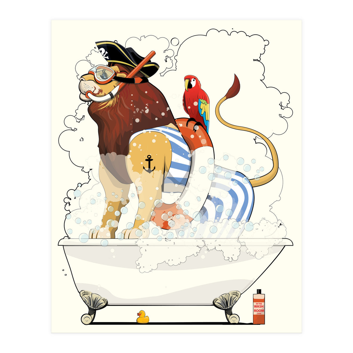 Lion in the Bath, Funny Bathroom Humour (Print Only)
